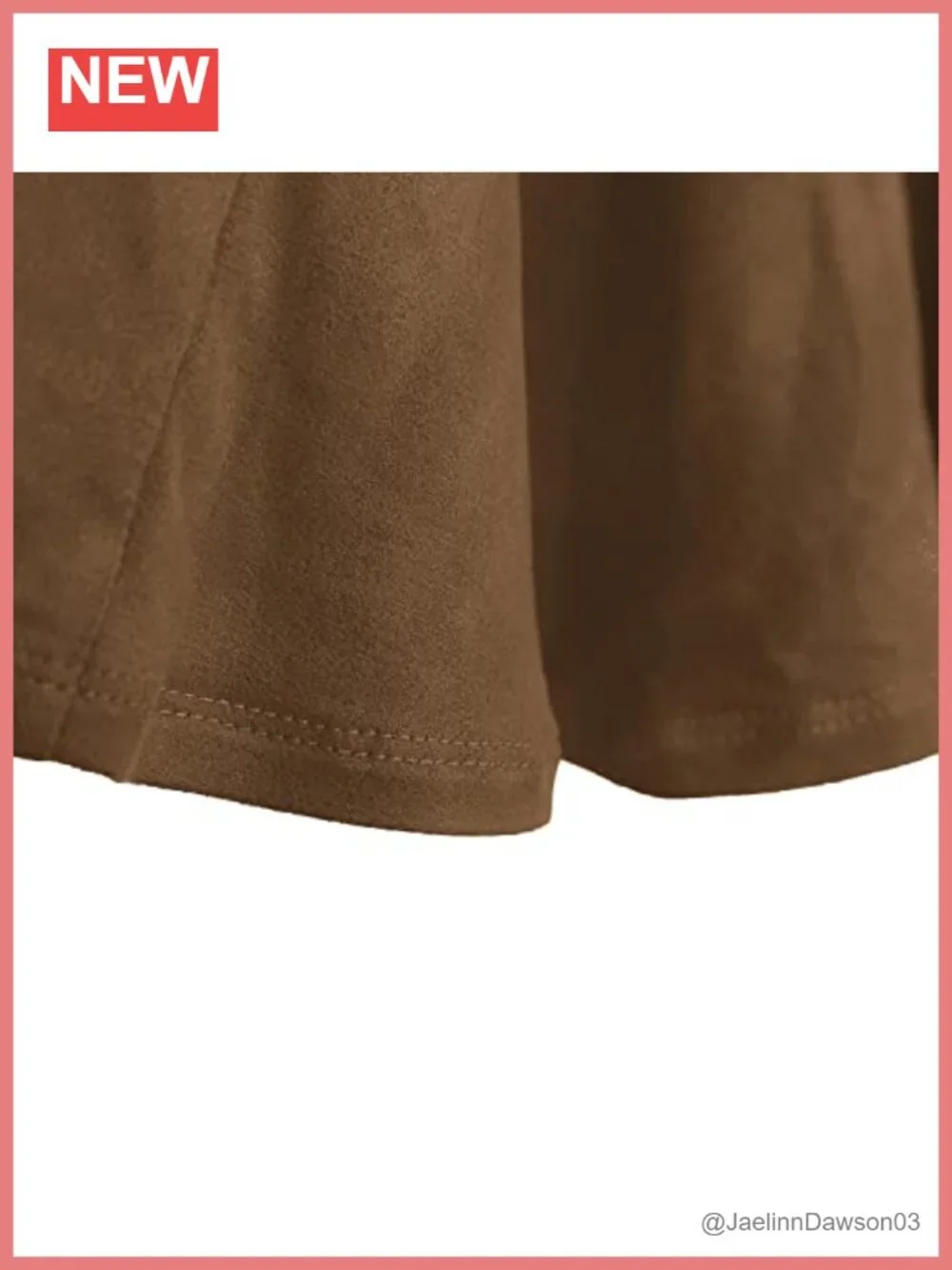 Faux Suede Elastic Waist Midi A-Line Flowy Skirt